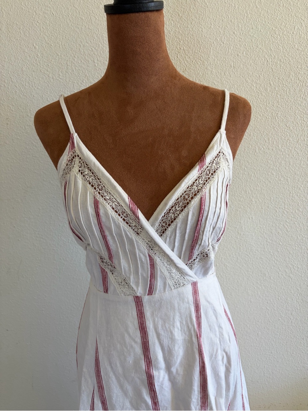 Reformation White Maxi Dress with Dusty Rose Stripes - Picture 2 of 8